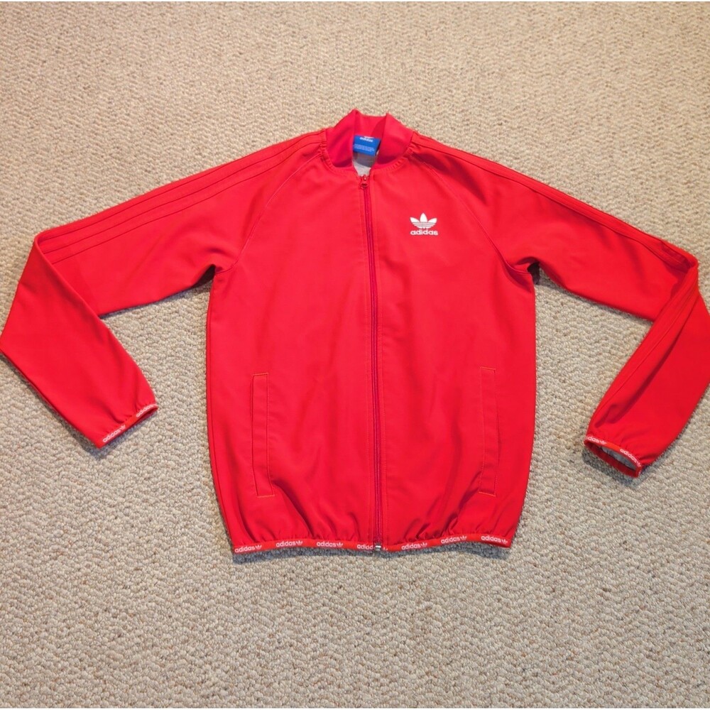 Adidas Originals SST Superstar 2.0 Slim Track Jacket Mens Small Red Full Zip